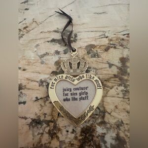 Y2K juicy couture engraved brass heart photo frame hangable for wall or ornament